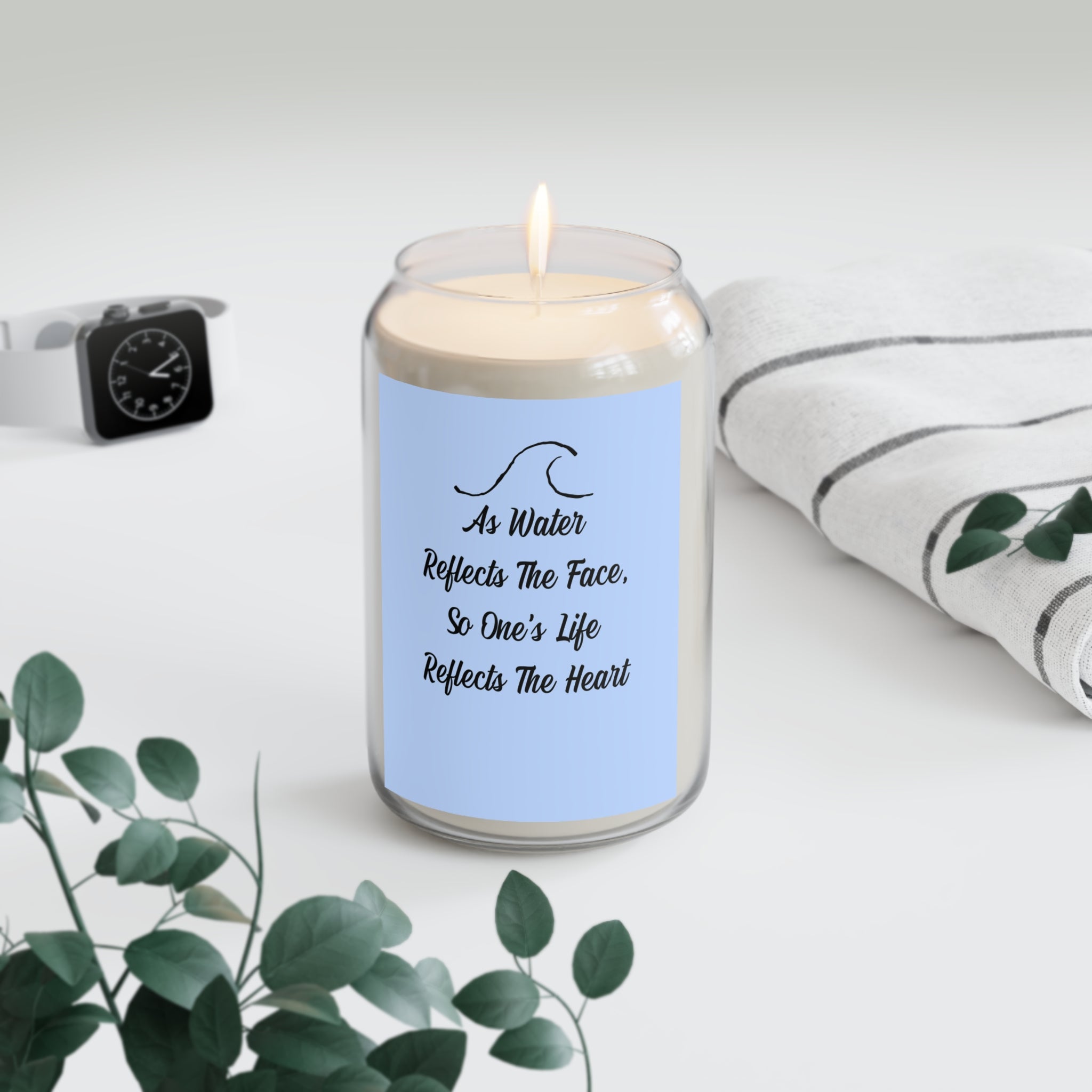Inspirational Soy Candle - "As Water Reflects the Face, So One's Life Reflects the Heart" (13.75 oz)