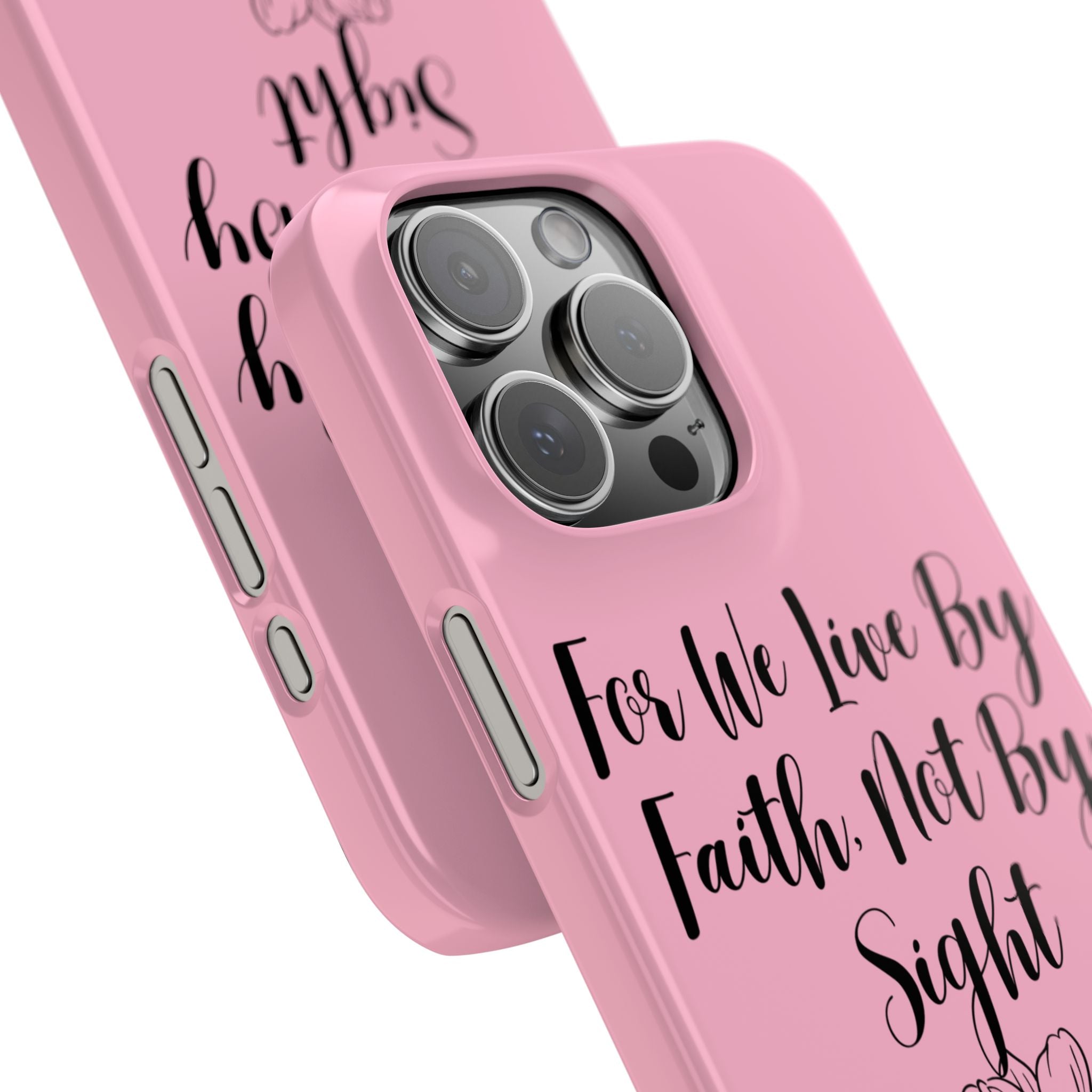 Slim Phone Case — "For We Live By Faith, Not By Sight" Floral Christian Scripture Design