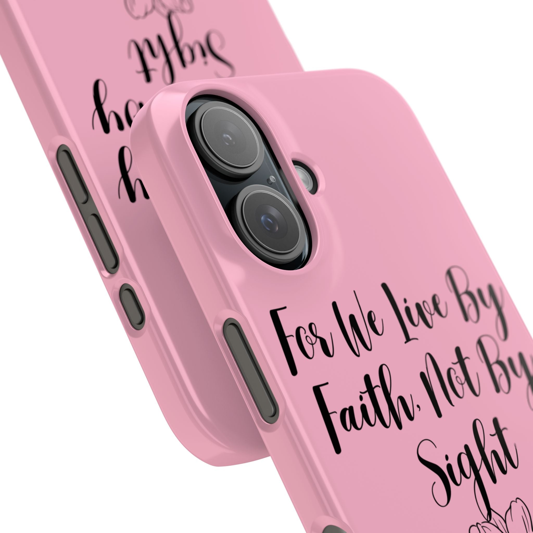 Slim Phone Case — "For We Live By Faith, Not By Sight" Floral Christian Scripture Design