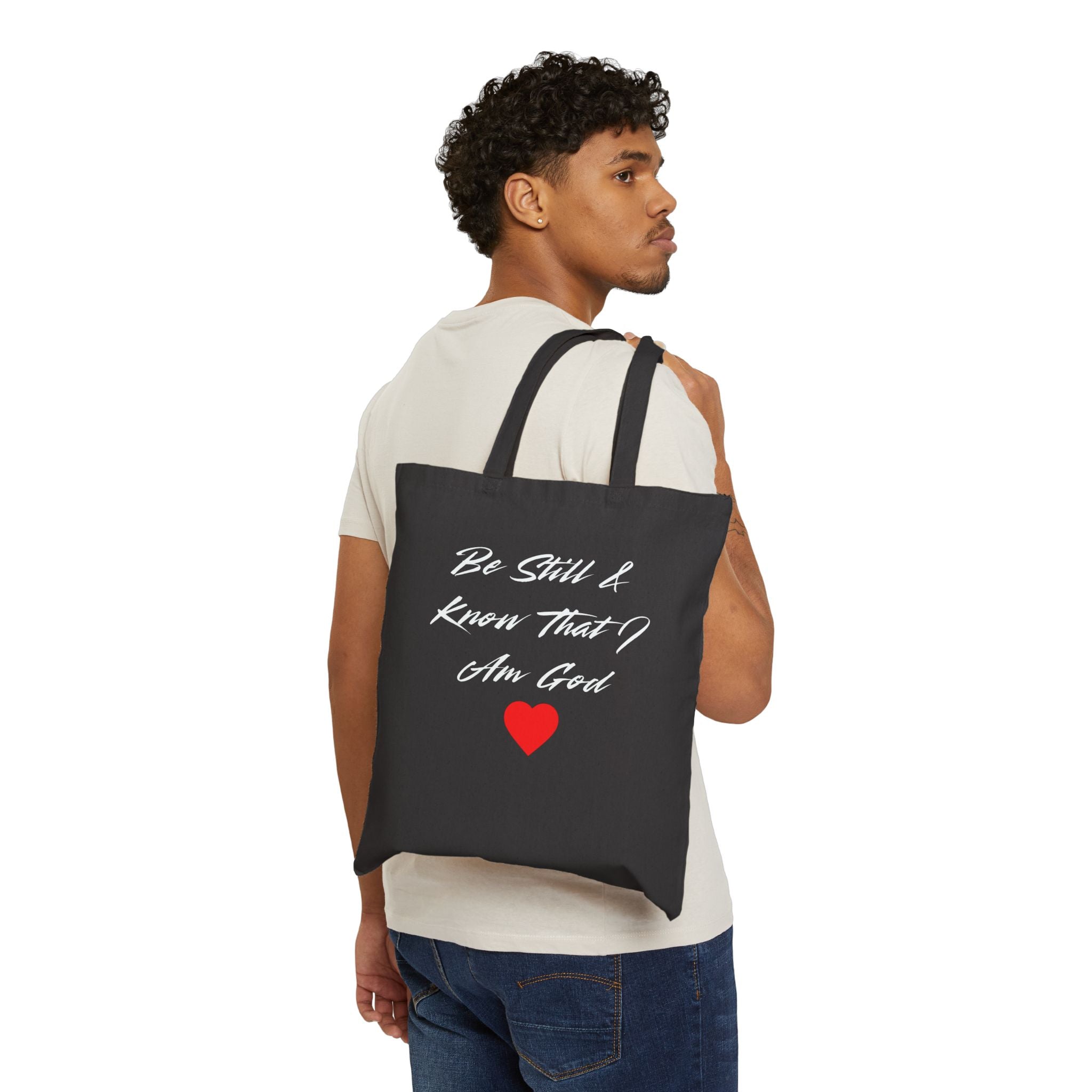 Canvas Tote Bag — "Be Still & Know That I Am God"