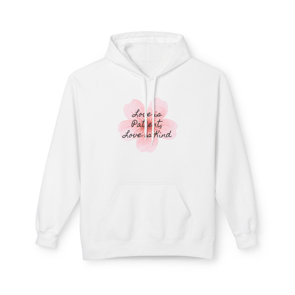 Hoodie - Love is Patient Love is Kind Pink Watercolor Floral Quote