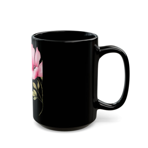 Psalm 23:1 Floral Black Mug — "The Lord Is My Shepherd" Christian Coffee Cup
